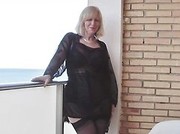 Horny big breast mature mom in sexy nylons masturbates until her pussy explodes in orgasm