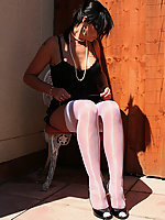 cherry mature in pantyhose strip