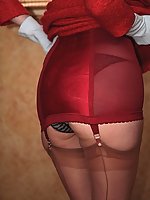 Mature teacher in stockings