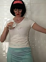 Mature teacher in pantyhose