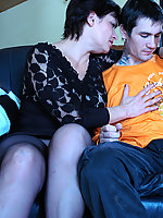 sensual milf in pantyhose do oral sex