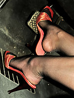 German moms bum in sheer pantyhose and platforms